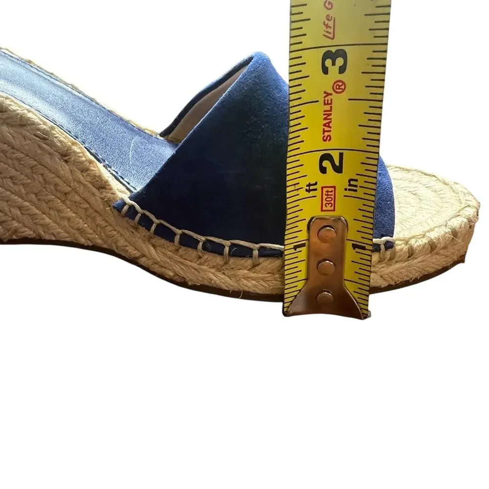 Vince Camuto Leera Wedge Sandals 8.5 Moody Blues Suede Jute Espadrille Boho